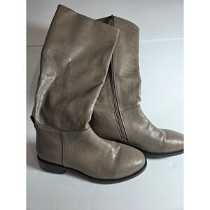 Aerosoles Women's Riding Boots Size 7M Gray Faux Leather Crocodile Knee High